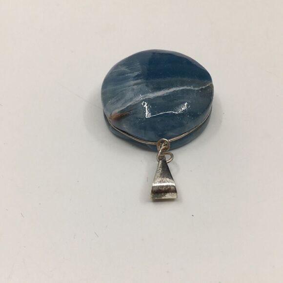 Blue Calcite Sterling Silver wire wrapped Pendant - Picture 3 of 11